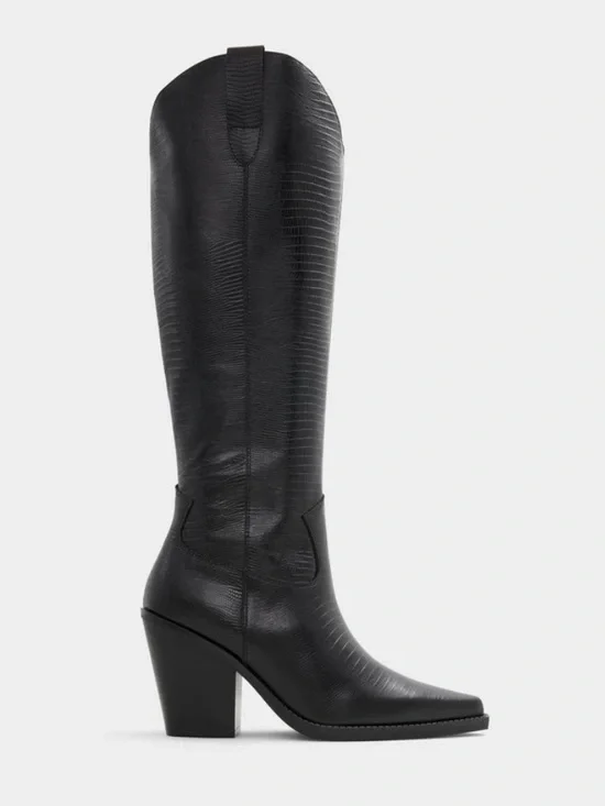 Aldo Women's Black Textured Knee-High Heeled Boot - Picture 1 of 11